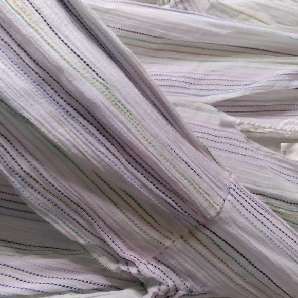 GAP White Multi Color Stitching Bell Sleeve Top - Picture 9 of 11